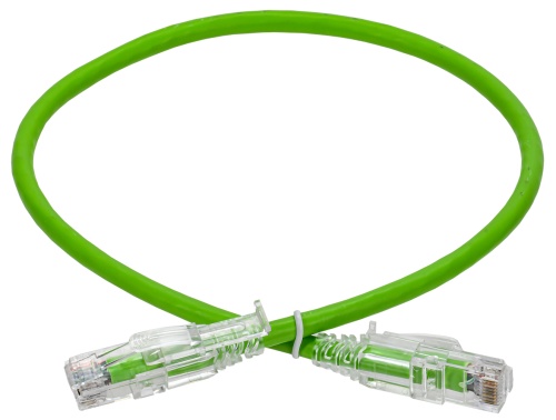 ITK Коммутационный шнур кат.6A UTP LSZH 3м standart с ленточным замком зеленый | код PC02-C6AUL-3M-SC-RL | IEK